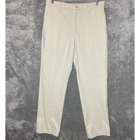 Croft Barrow Men Easy Care Classic Straight Fit Flat Front Khaki Pant 34x34 NWT - Picture 1 of 13